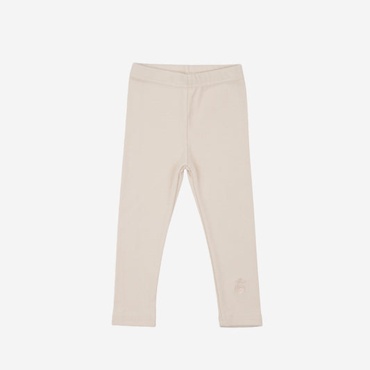 Embroidered Cotton Leggings Beige