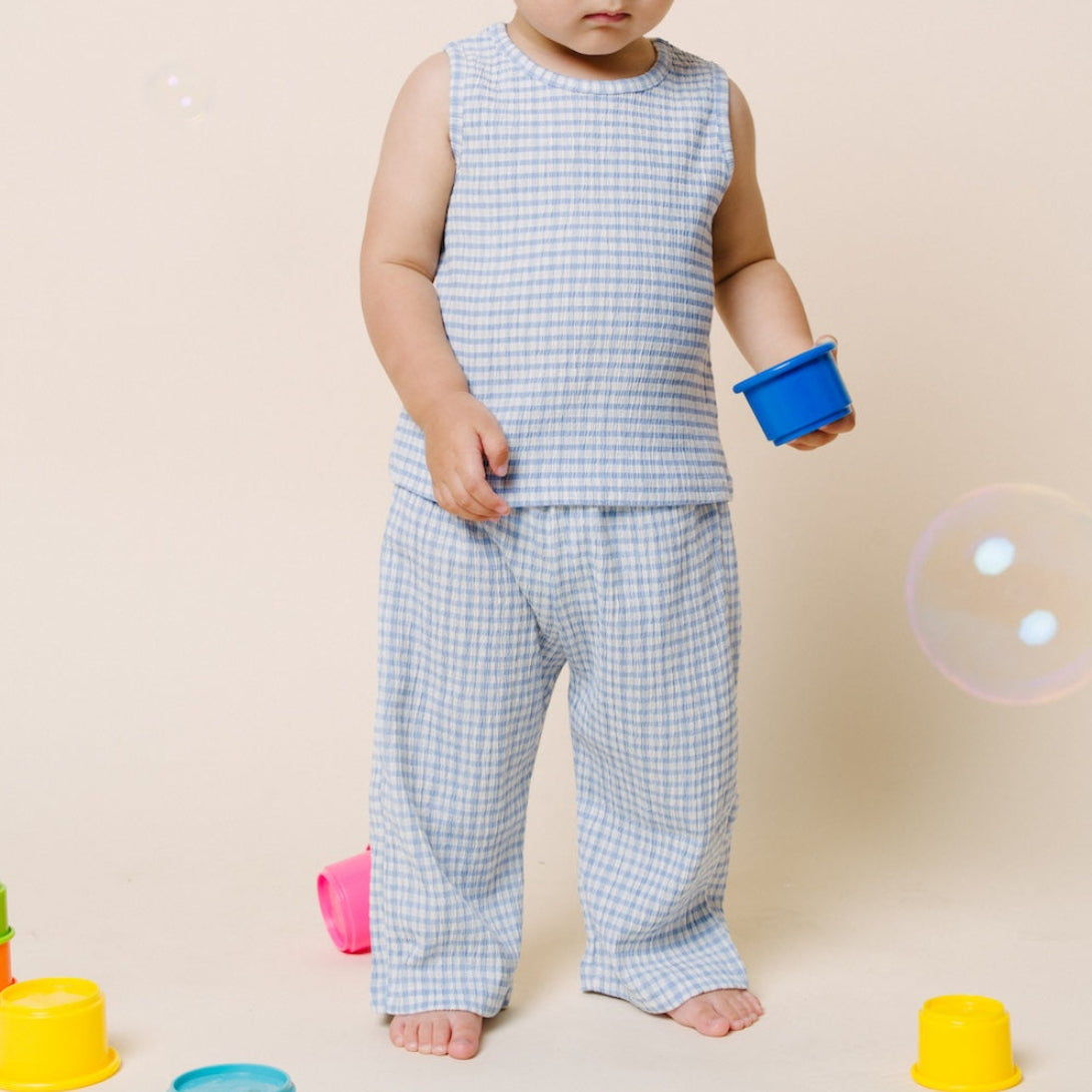 Jio Stripe Tank & Pull-on Set - Sky Blue