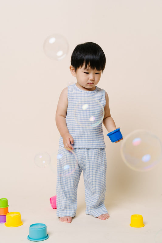 Jio Stripe Tank & Pull-on Set - Sky Blue