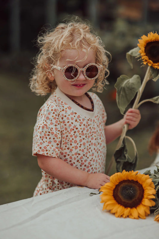 Original Round Sustainable Sunglasses | BIO-Based Bendable Polarized | Child | 3-8 Y | Sunset Meadow